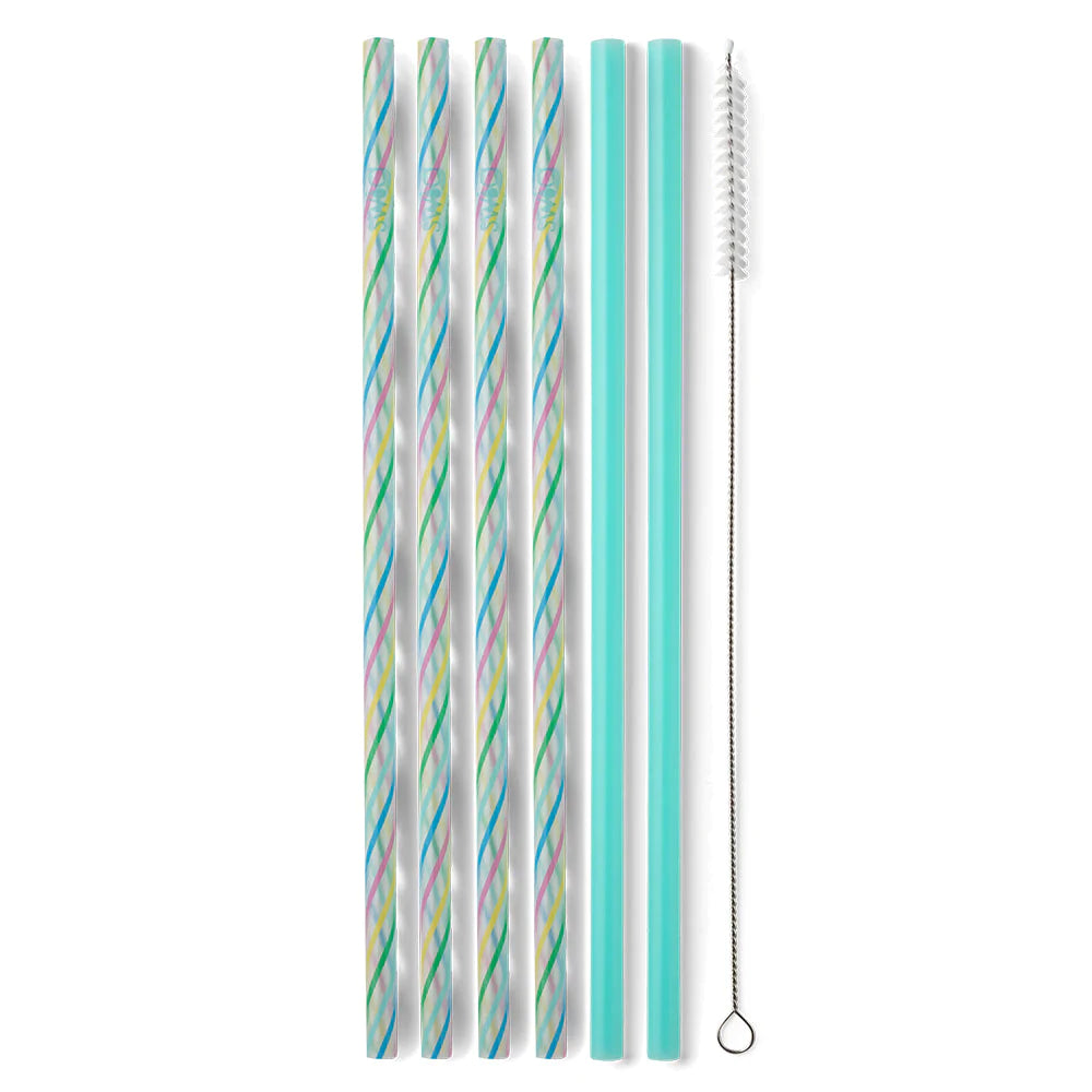 rainbow + aqua | tall reusable straws