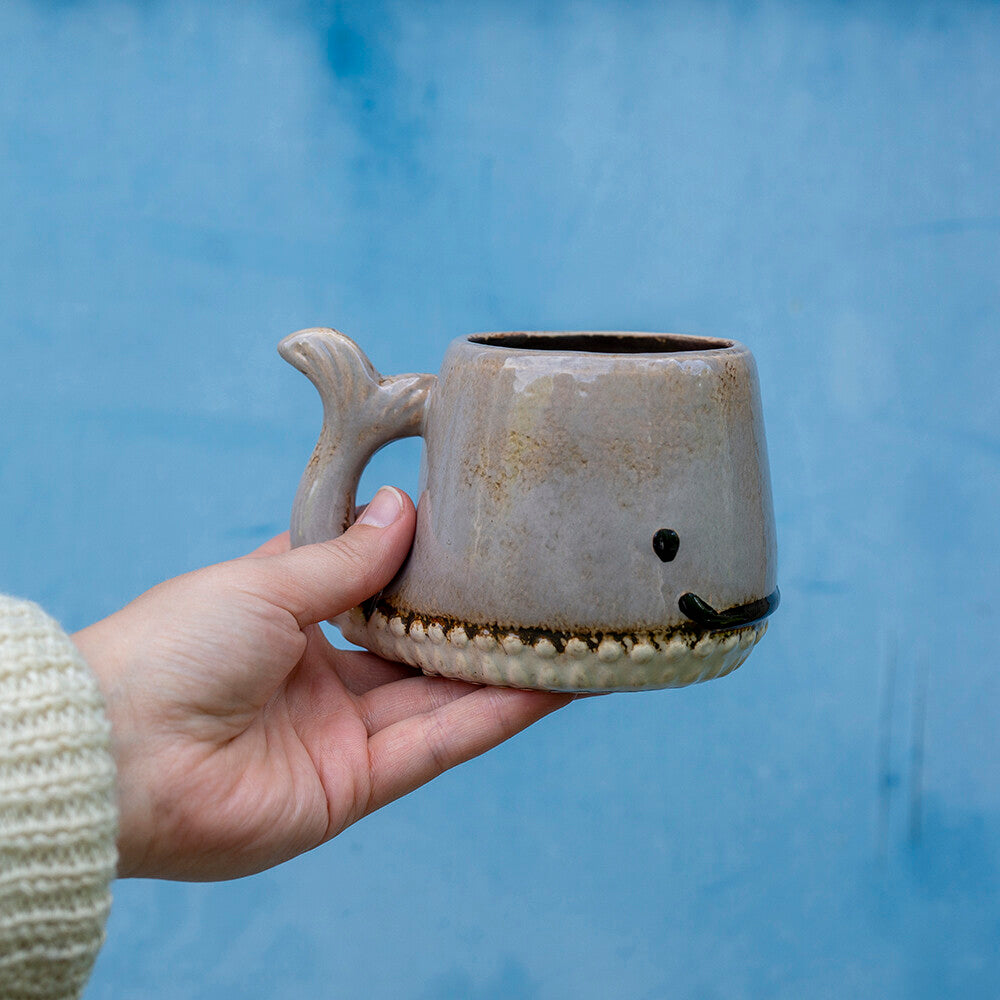 whale | taupe mug