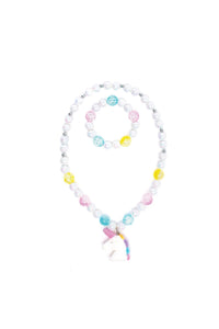 white unicorn | necklace + bracelet